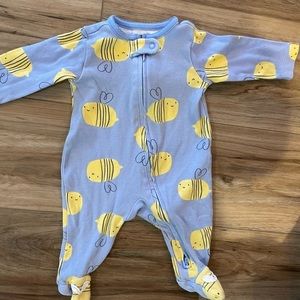 Carters 3 Months Full-Zip Footed Onesie - Bee print
